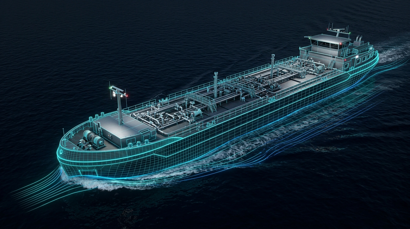 2000 DWT Inland Oil Tanker 3D CAD Visualization